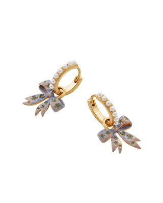 Gold Forget Me Not Bow Huggie Earrings