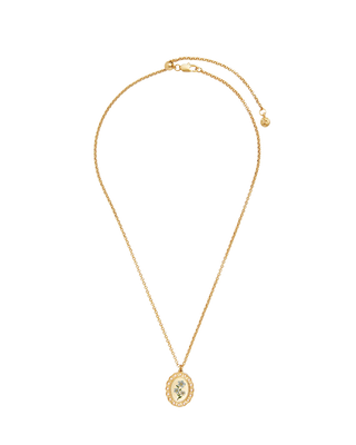 Gold Forget Me Not Pearl Cameo Necklace