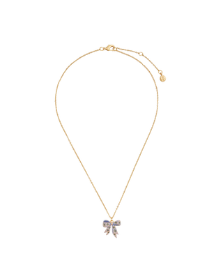 Gold Forget Me Not Bow Pendant Necklace