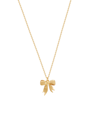 Gold Forget Me Not Bow Pendant Necklace