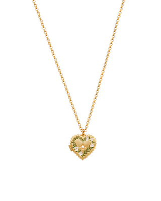 Gold Jasmine Heart Locket Necklace