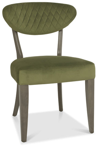 Ellipse Fumed Oak Upholstered Chair - Cedar Velvet Fabric