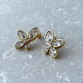 Tarnish Resistant Petal Zirconia Studs