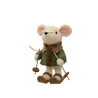 Wool Mouse on Skis Ornament