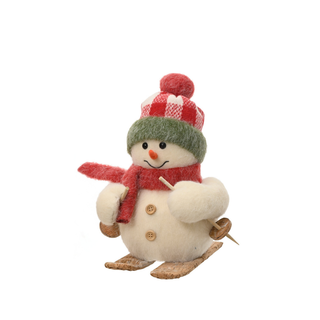 Snowman on Skis with Red Scarf