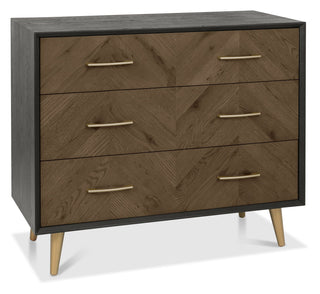 Sienna Fumed Oak & Peppercorn 3 Drawer Chest