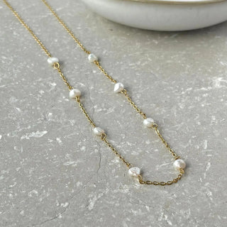 Tarnish Resistant Freshwater Pearl Chain Necklace