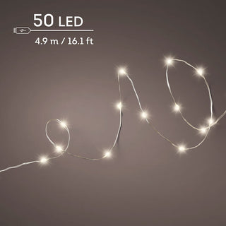Micro LED Durawise Rechargeable Twinkle Lights 50LED Warm White