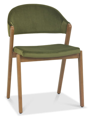 Camden Rustic Oak Upholstered Chair - Cedar Velvet Fabric