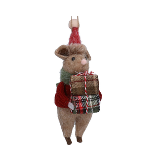 Faux Fur Mouse with Gift Tree Decoration