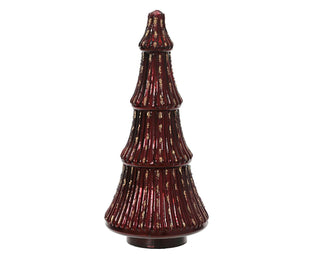 Oxblood Glass Tree with Gold Glitter Flecks Ornament