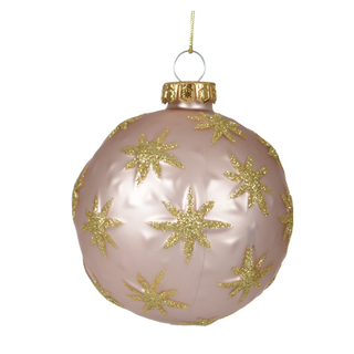 Matt Blush Gold Glitter Star Glass Bauble