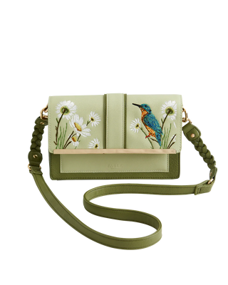 Embroidered Kingfisher Cross Body Bag