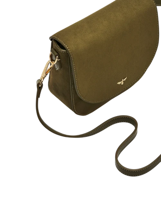 Beth Saddle Bag in Khaki Suede