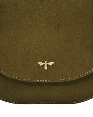 Beth Saddle Bag in Khaki Suede