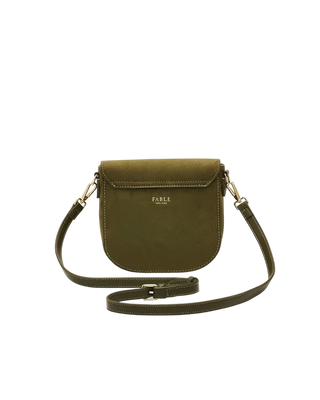 Beth Saddle Bag in Khaki Suede