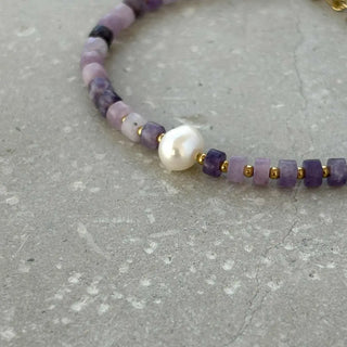 Tarnish Resistant Purple Stone and Bead Bracelet