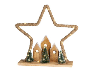 Micro LED Star Village Scene Ornament
