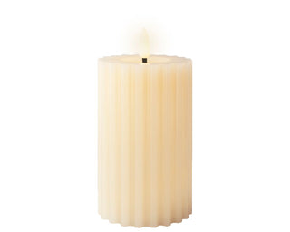 Cream LED Wick Warm White Carved Candle 15cm
