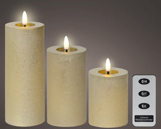 LED Gold Wick Candle Melted Effect Set/3