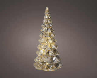 Silver Micro LED Glass Tree Ornament 21cm