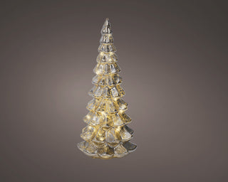 Silver Micro LED Glass Tree Ornament 32cm