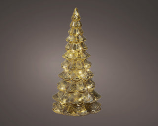 Gold Micro LED Glass Tree Ornament 21cm