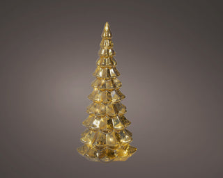 Gold Micro LED Glass Tree Ornament 32cm