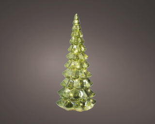 Green Micro LED Glass Tree Ornament 32cm