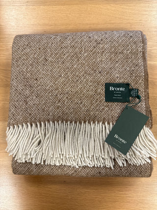 Brown Diagonal Weave Donegal Throw