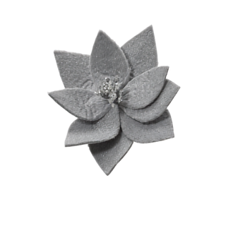Poinsettia Flocked Ice Blue Flower on Clip