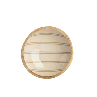 Mangowood Serving Bowl with Olive Stripe