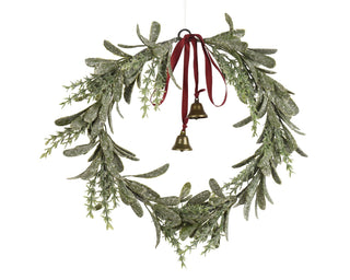 Frosted Eucalptus with Red Bow & Bells Wreath