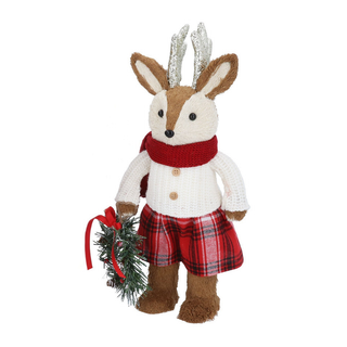Dressed Mrs Stag Bristle Ornament