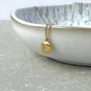 Tarnish Resistant White Zirconia Pebble Necklace