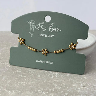 Tarnish Resistant Dainty Flower Gold Bracelet