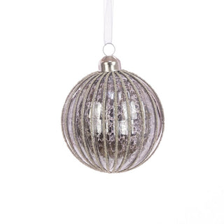 Glass Dark Silver Jenna Bauble 8cm