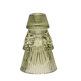Pale Green Ribbed with Bow Candle Holder