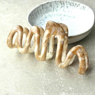 Brown Marble Wavy Claw Clamp