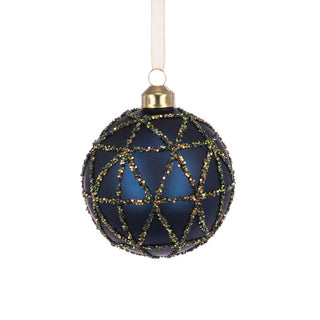 Glass Kyla Blue Bauble 8cm