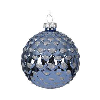 Sky Blue Pinecone Design Glass Bauble