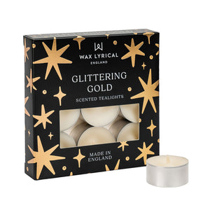 Glittering Gold Tealights 9 Pack