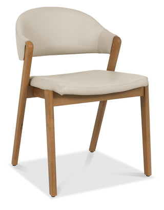 Camden Rustic Oak Upholstered Chair - Ivory Bonded Leather