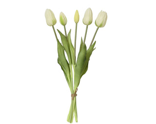 Real Touch Tulip Bunch White 40cm