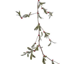 Glittered Leaves with Red Berries Garland