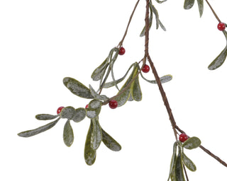 Glittered Leaves with Red Berries Garland