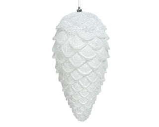 White Glitter Pinecone Hanging Decoration