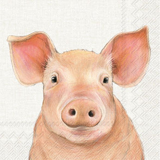 Farm Pig Cream Napkins