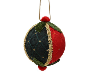 Red and Green with Gold Ribbon Bauble