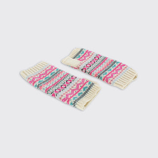Thea Fairisle Fingerless Gloves Cream/Pink
